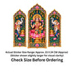 Goddess Lakshmi and Elephant Jharokha Sticker Set of 3 Size Guide Showing Approximate 23 × 12 cm Each by STIXY