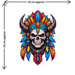 Tribal Skull Feather Headdress Sticker | Colorful Gothic Skull Waterproof Matte Vinyl Sticker – STIXY