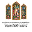 Cow and Peacock Jharokha Sticker Set of 3 Size Guide Showing Approximate 23 × 25 cm Complete Arrangement by STIXY