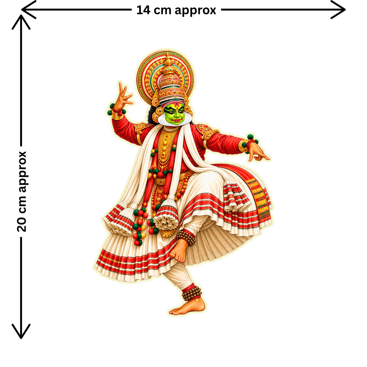 Kathakali Classical Dance Sticker Size Guide 14 × 20 cm by STIXY
