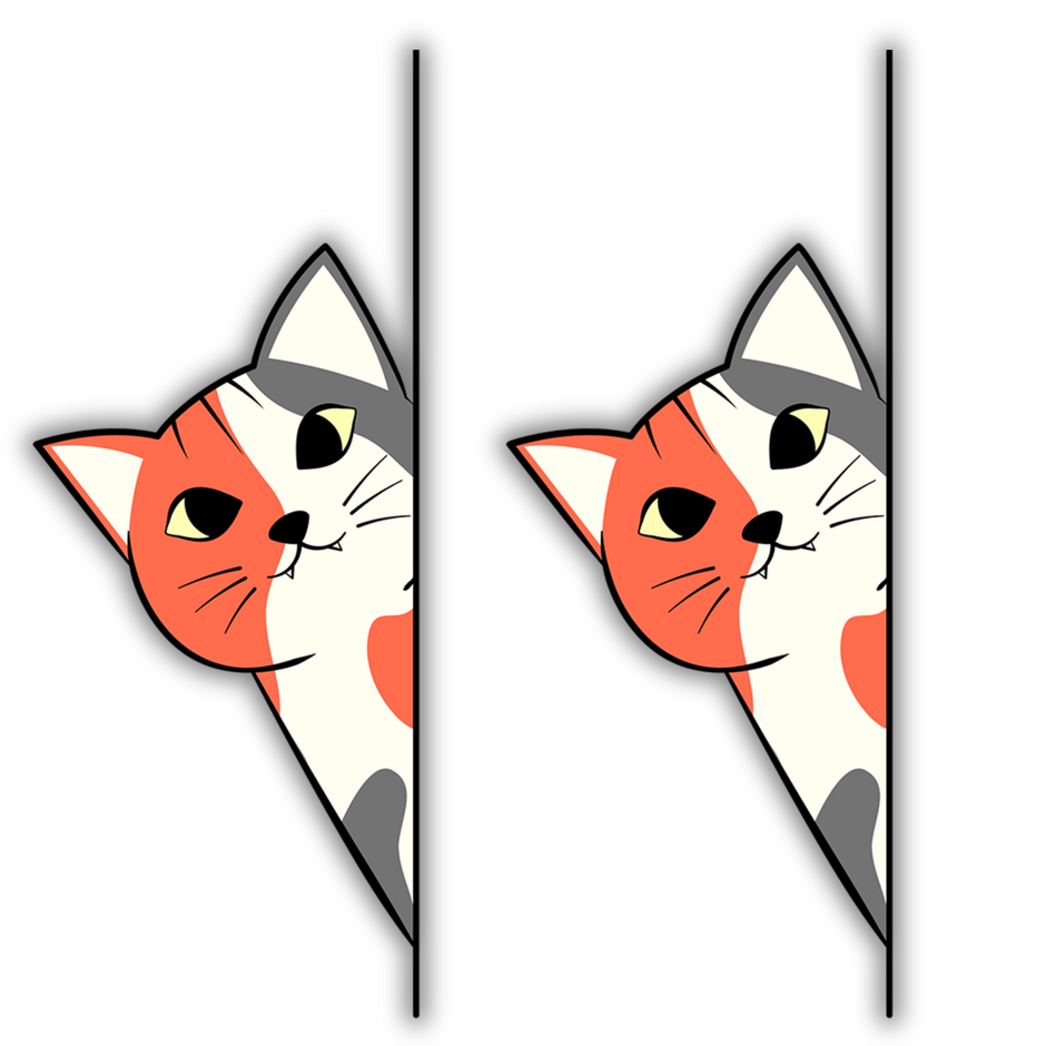 Calico Peeking Cats Laptop Sticker Set – Pack of 2 – Waterproof Vinyl Edge Decals for Laptops & Tablets premium sticker product image 1