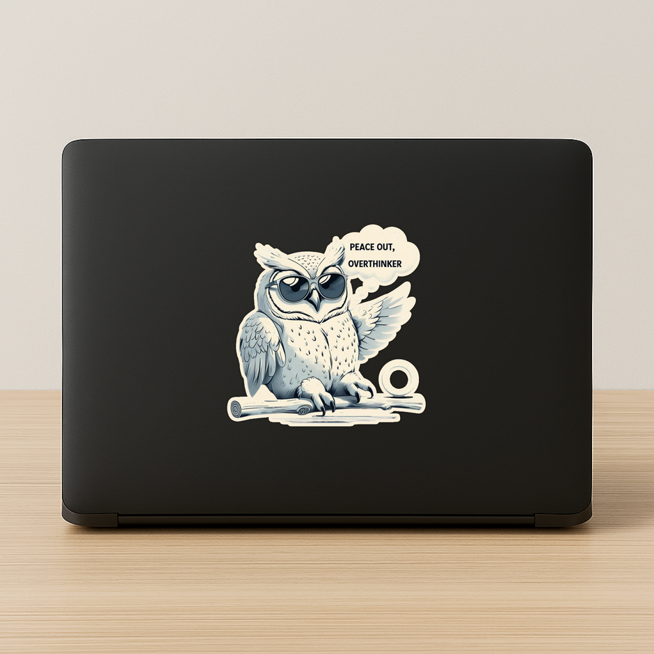 Peace Out Overthinker Owl Sticker Water Resistant Cool Vinyl Sticker premium vinyl sticker product image 2