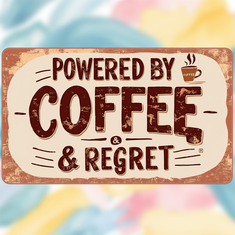 Powered by Coffee & Regret – Funny Vintage Sticker premium product image 1