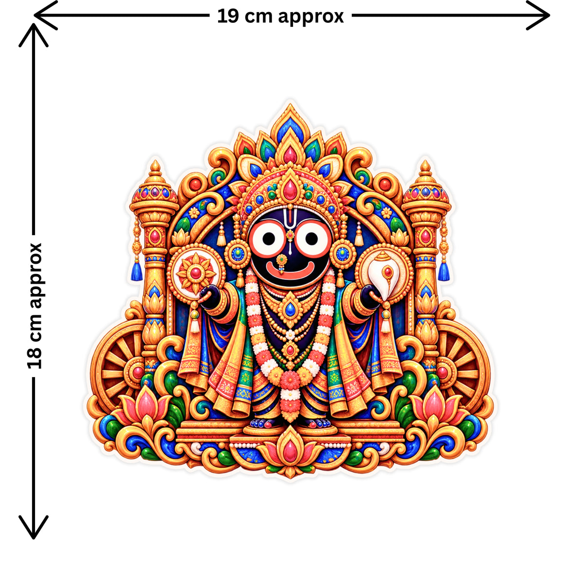Lord Jagannath Divine Darshan Sticker Size Guide 18 × 18 cm by STIXY
