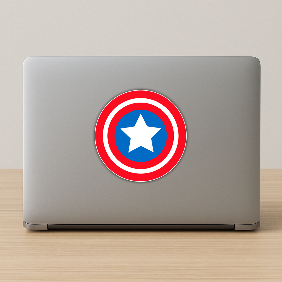 Captain Hero Shield Waterproof Sticker Red White Blue Super Emblem premium vinyl sticker product image 3