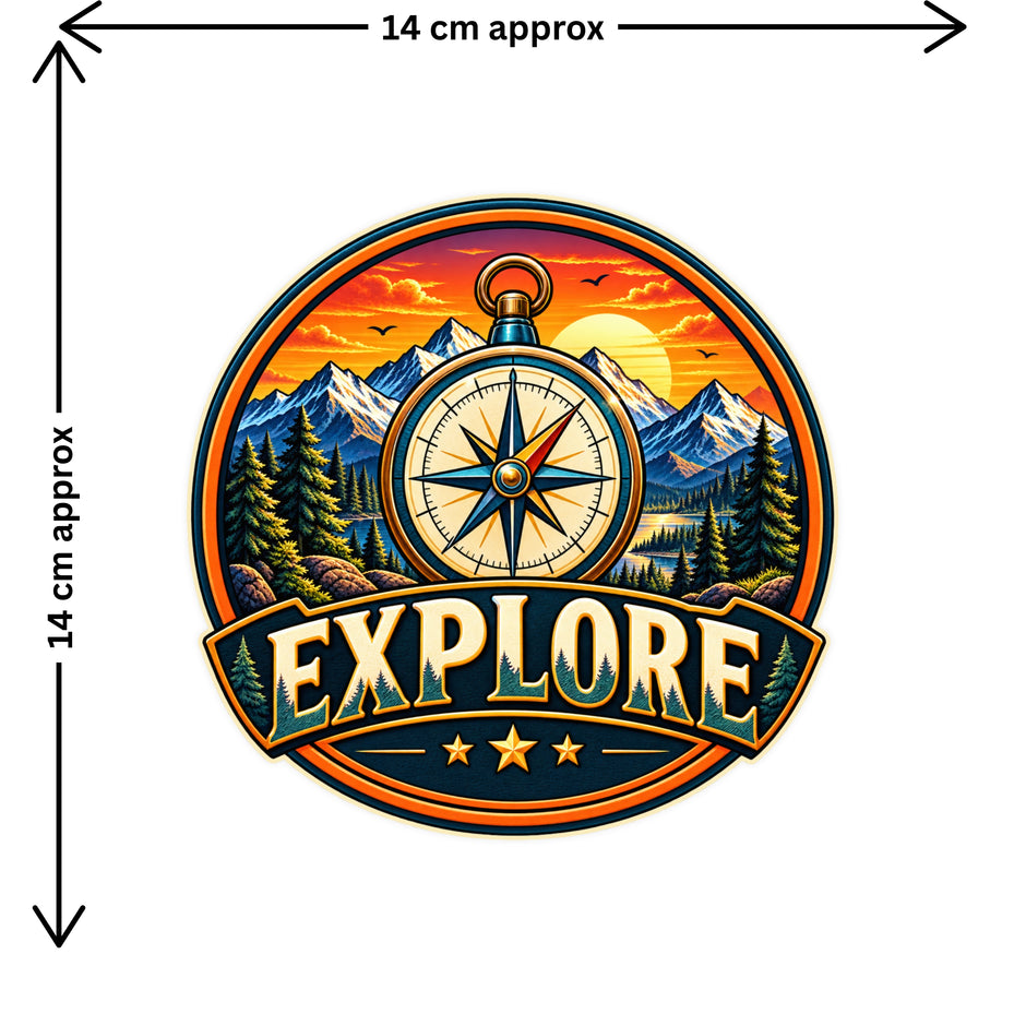 Explore Adventure Compass Sticker Size Guide by STIXY
