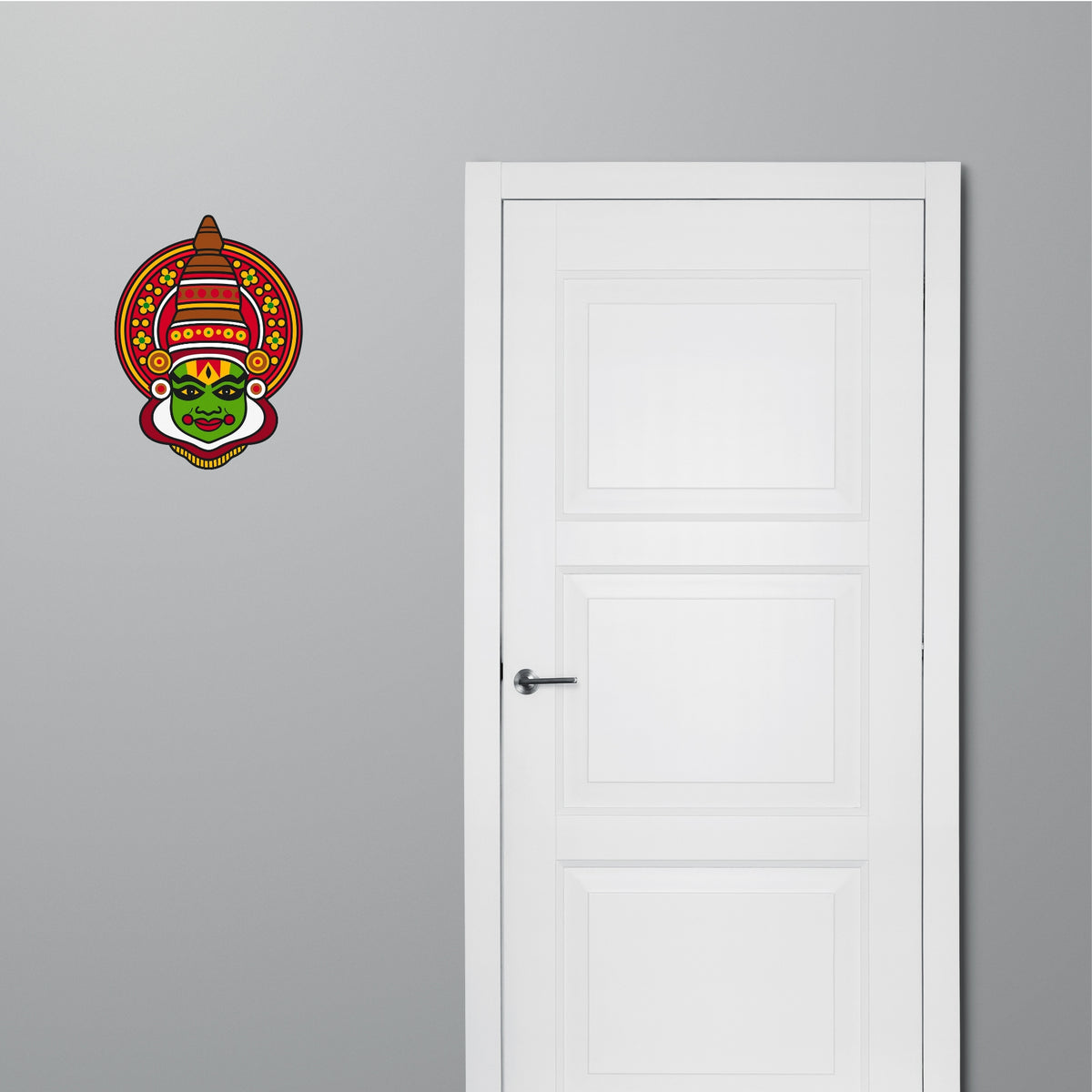 Kathakali Face Traditional Indian Art Sticker Applied Near Entrance Door by STIXY
