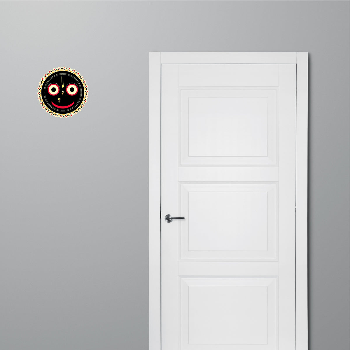 Lord Jagannath Face Sacred Hindu Sticker Applied Near Entrance Door by STIXY