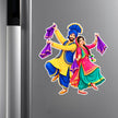Punjabi Bhangra Gidda Dance Couple Sticker Displayed on Silver Refrigerator by STIXY