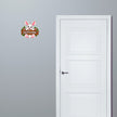 STIXY Cute Bunny Welcome Sticker Applied on Door Featuring White Rabbit Pink Paws Flowers and Wooden Welcome Sign for Home Entrance Decor