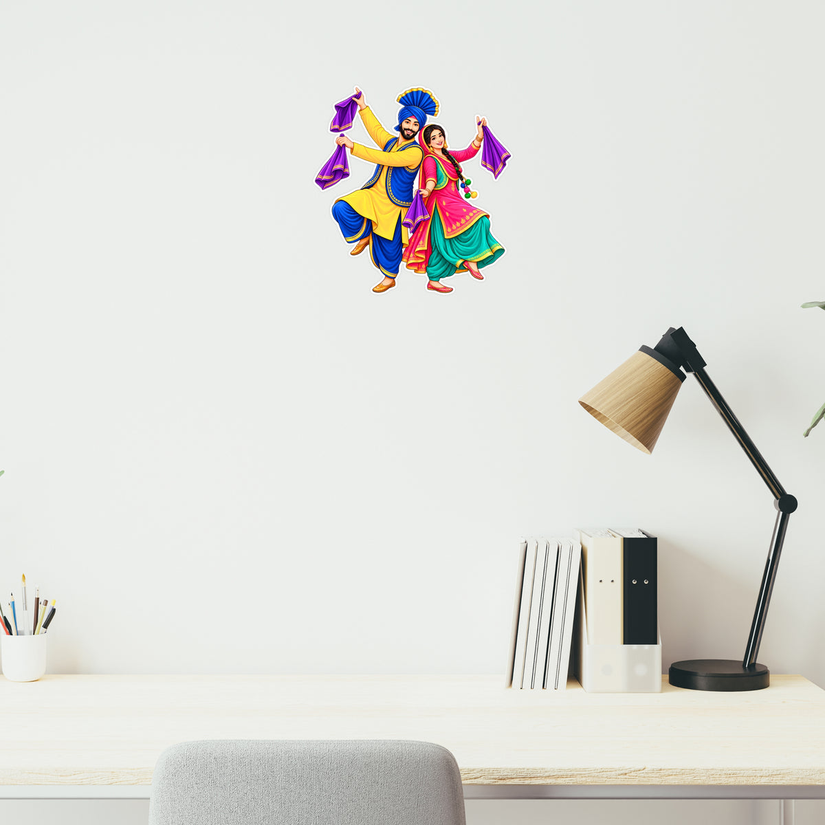 Punjabi Bhangra Gidda Dance Couple Sticker for Home Wall Decor and Punjabi Cultural Decoration by STIXY