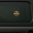 The Broken Road Adventure Sticker Displayed on Dark SUV Side Window by STIXY