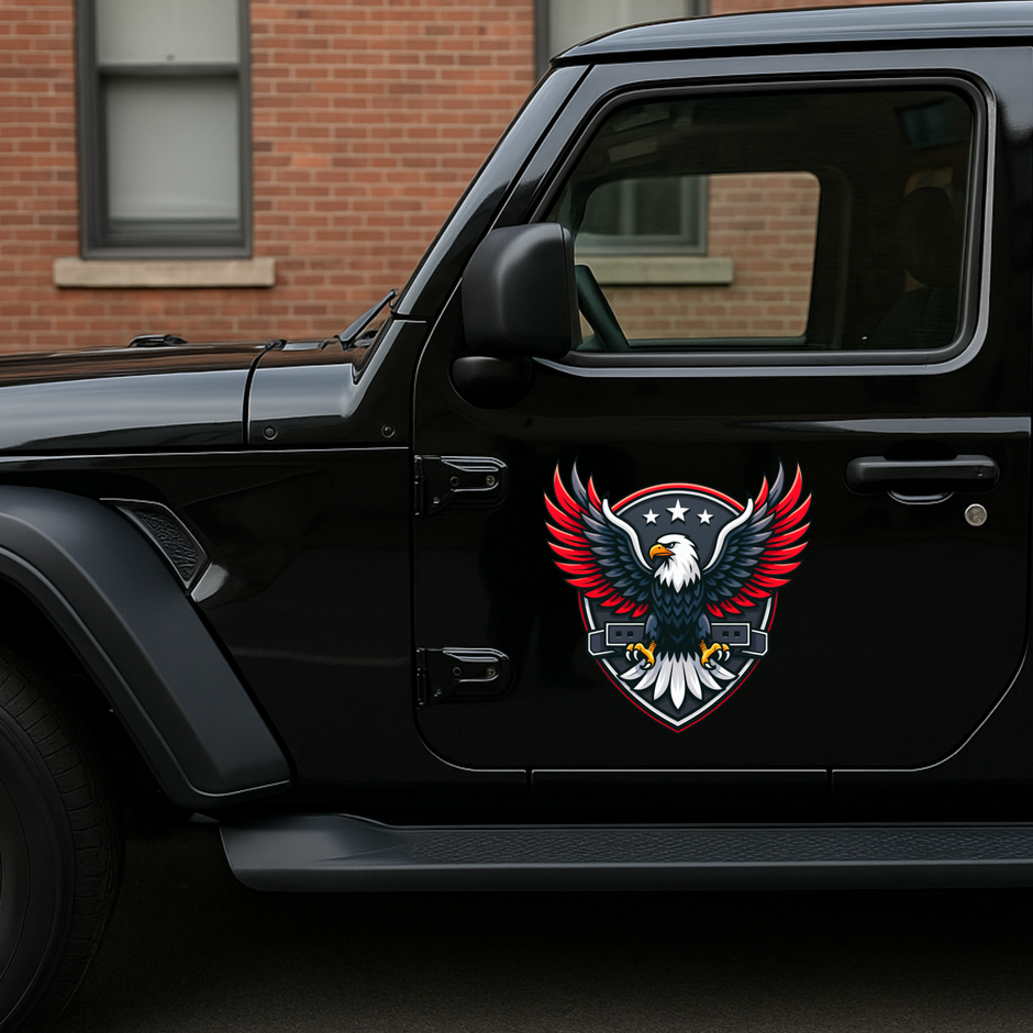 Soaring Eagle Sticker Red Silver Attack Wings Vinyl Decal Copy premium product image view 4