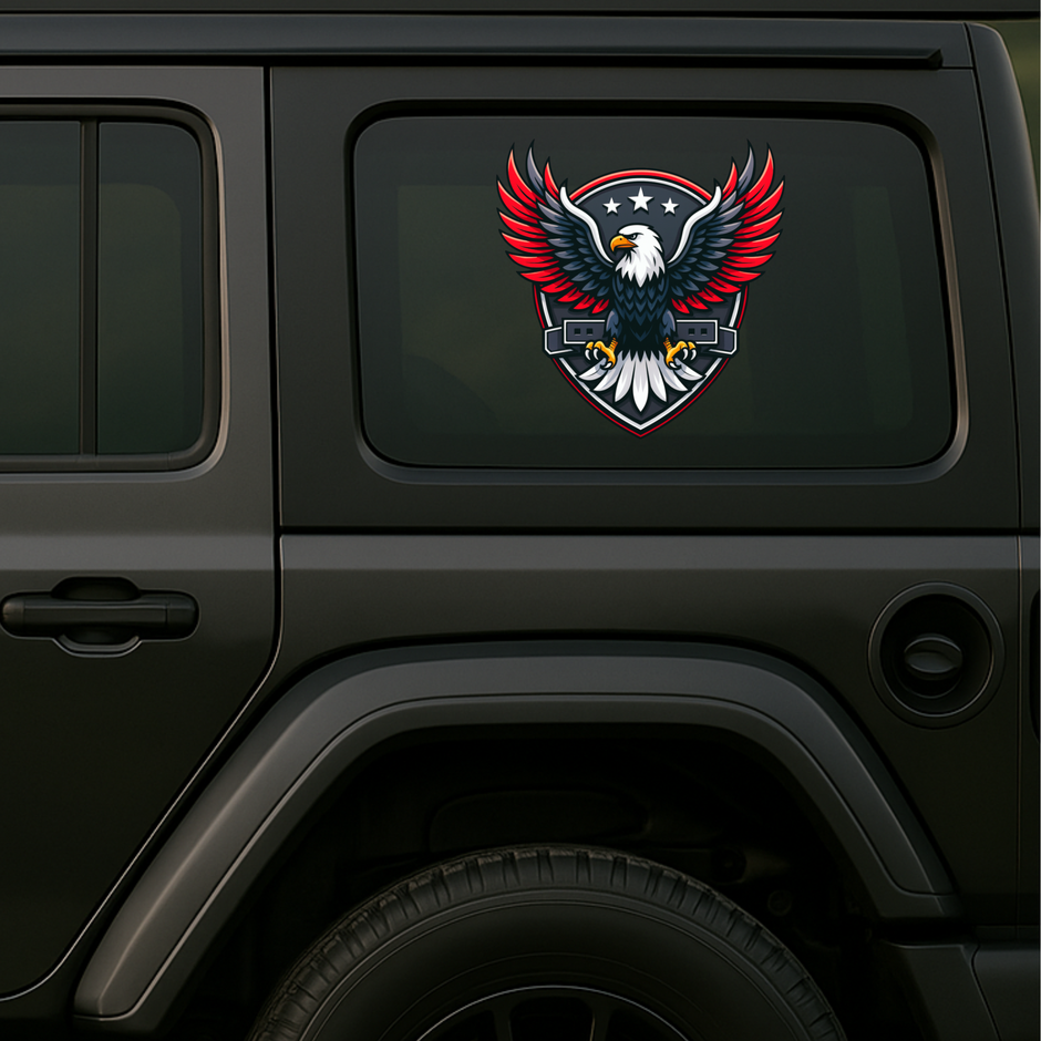 Soaring Eagle Sticker Red Silver Attack Wings Vinyl Decal Copy premium product image view 5