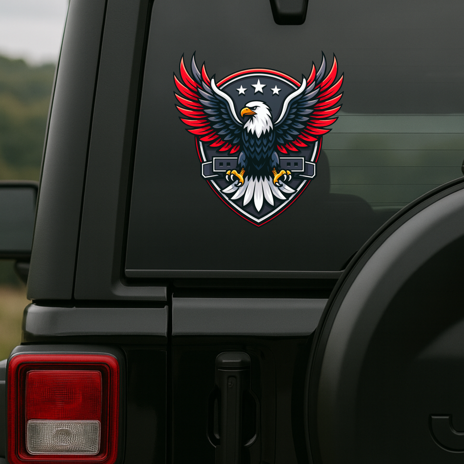 Soaring Eagle Sticker Red Silver Attack Wings Vinyl Decal Copy premium product image view 6