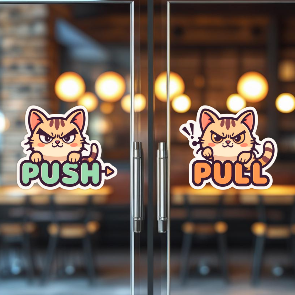 Cute Panda Push Pull Door Sticker Set Waterproof Matte Vinyl 15 Cm Copy premium product image view 4