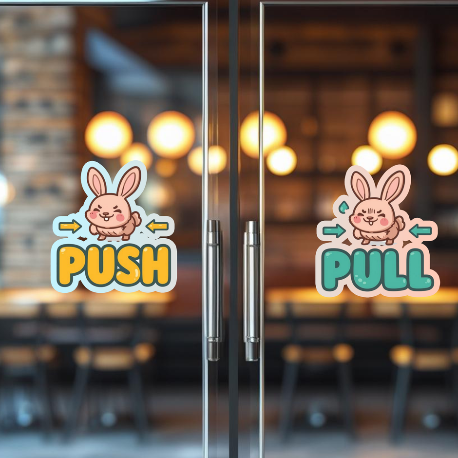 Angry Cat Push Pull Door Sticker Set Waterproof Matte Vinyl 15 Cm Copy premium product image view 4