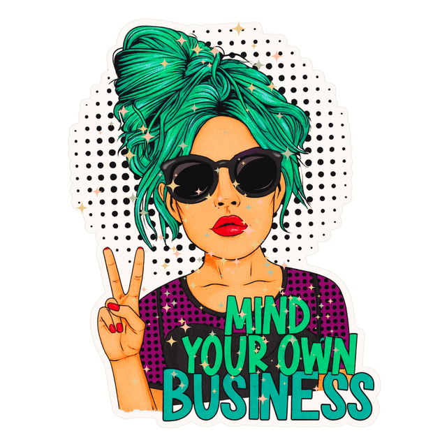 MIND YOUR OWN BUSINESS STICKER – BOLD POP ART GIRL EDITION premium product image view 1