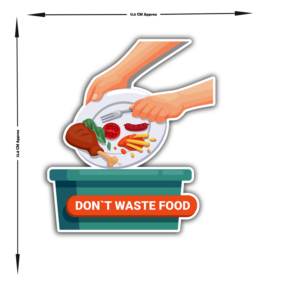 Don T Waste Food Waterproof Awareness Sticker Kitchen Restaurant Reminder premium vinyl sticker product image 4