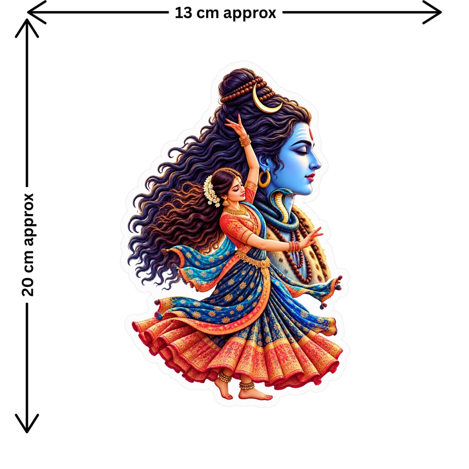 Lord Shiva and Classical Dancer Spiritual Sticker Size Guide Showing Approximate 20 × 13 cm by STIXY