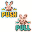Cute Bunny Push & Pull Door Sticker Set – Waterproof Matte Vinyl (15 cm) premium product image view 1