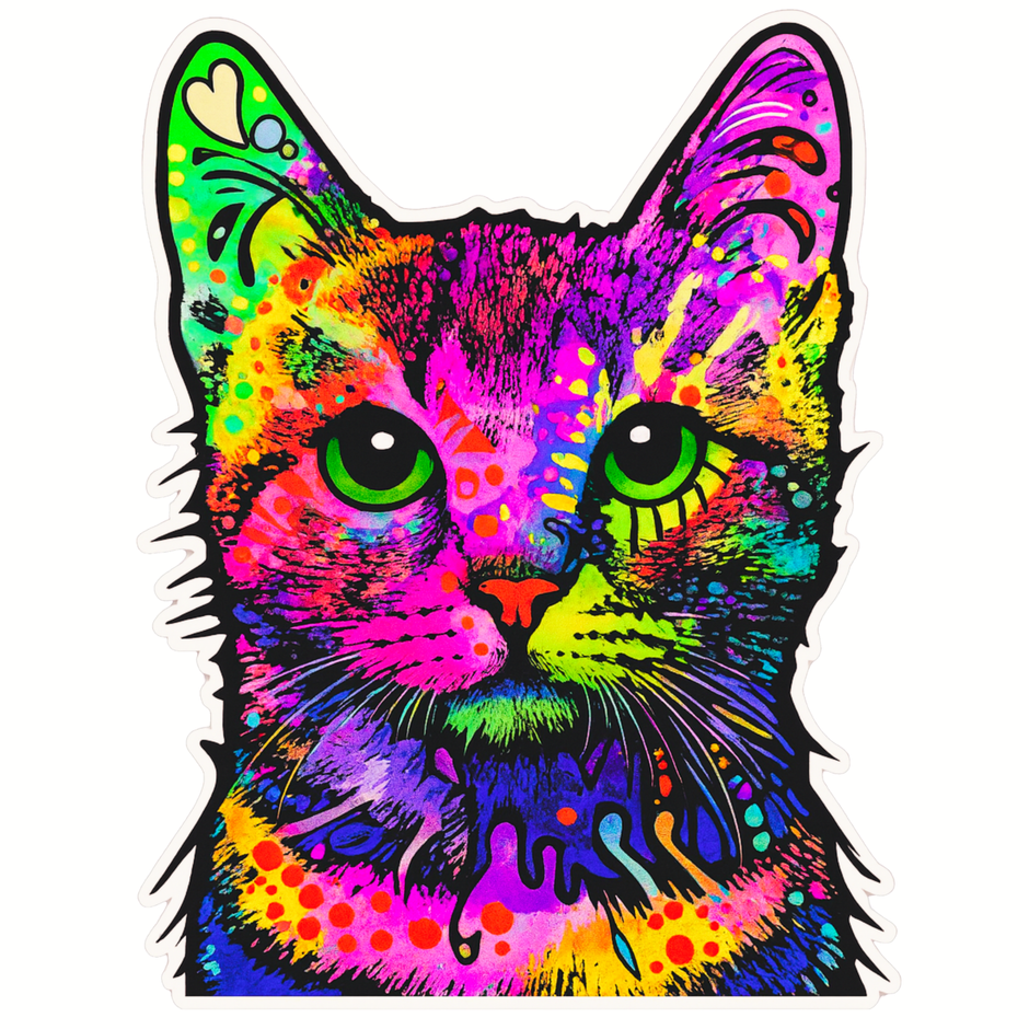 VIBRANT CAT STICKER – NEON ART SERIES premium product image view 1