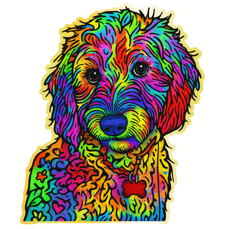 DOODLE DOG STICKER – NEON ART SERIES premium product image view 1