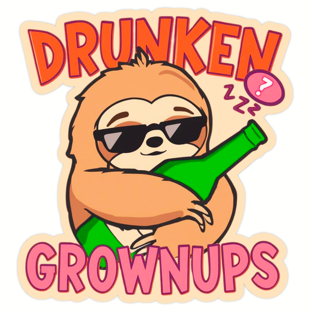 DRUNKEN GROWNUPS SLOTH STICKER – FUNNY ANIMAL SERIES premium product image view 1