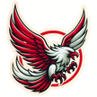 Soaring Eagle Sticker | Red & Silver Attack Wings Vinyl Decal premium product image view 1