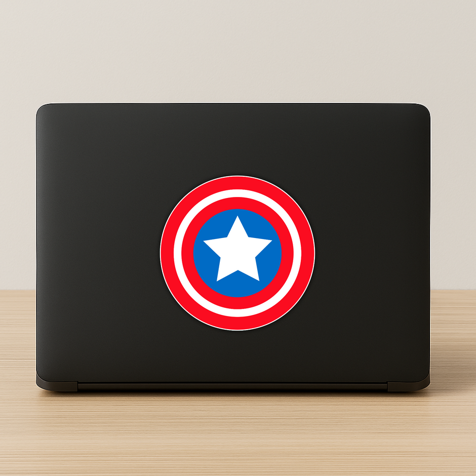 Captain Hero Shield Waterproof Sticker Red White Blue Super Emblem premium vinyl sticker product image 2