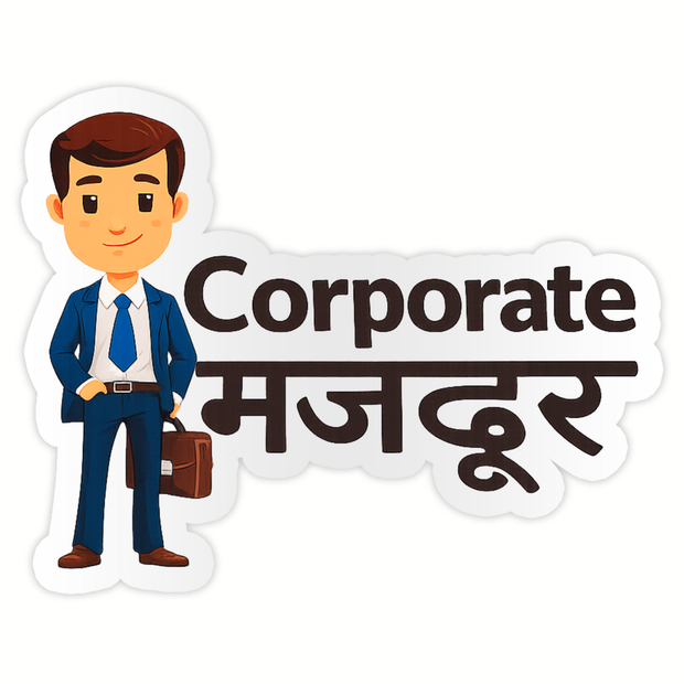 Corporate Mazdoor – Funny Office Character Waterproof Matte Sticker (14 × 14 cm Approx) premium product image view 1