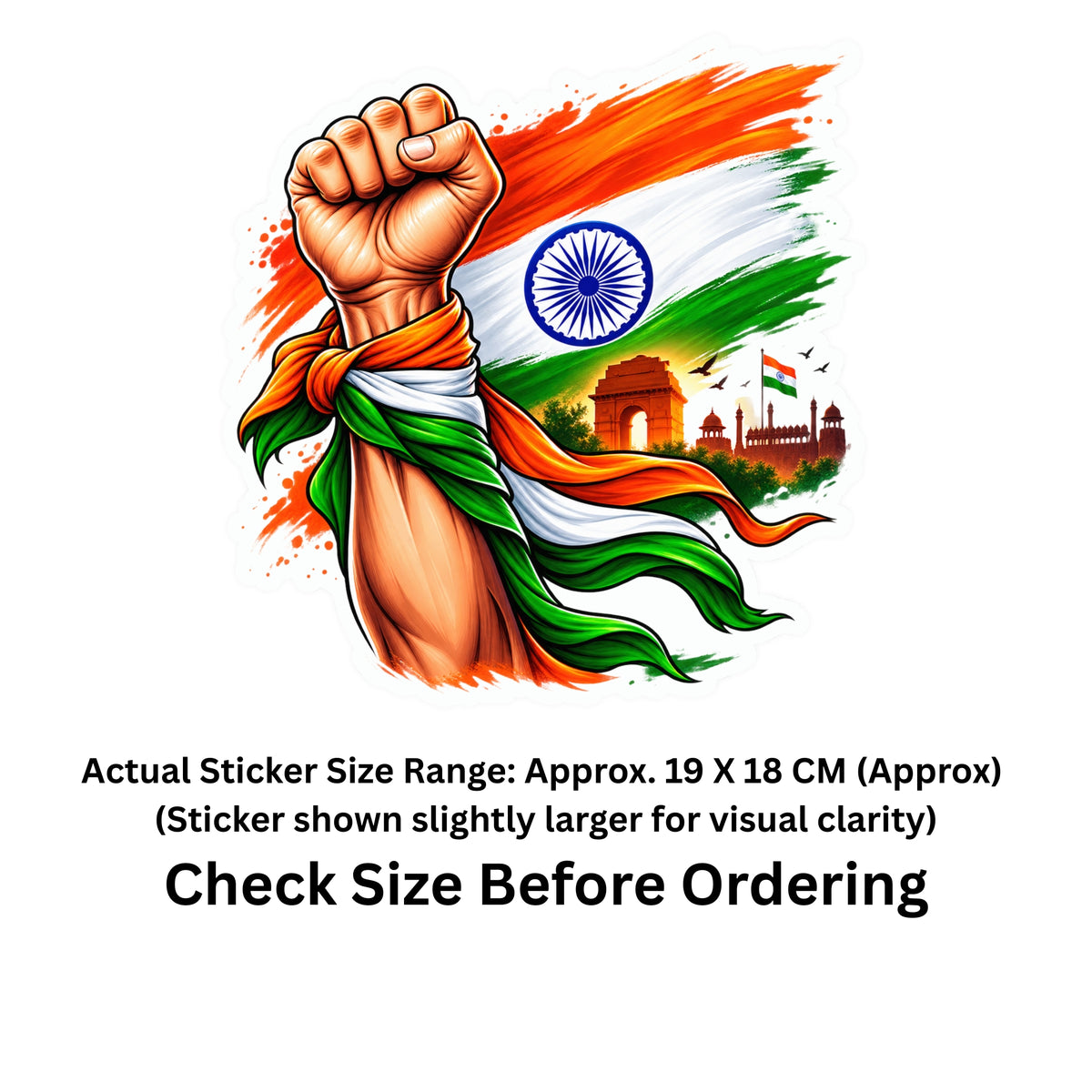 Indian Tricolor Raised Fist India Flag Waterproof Matte Vinyl Sticker Applied on Car by STIXY