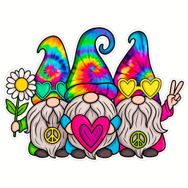 TIE-DYE GNOMES STICKER – PEACE, LOVE & HAPPINESS SERIES premium product image view 1