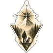 Mountain Explorer Sticker | Adventure Compass & Hiker Design premium product image view 1