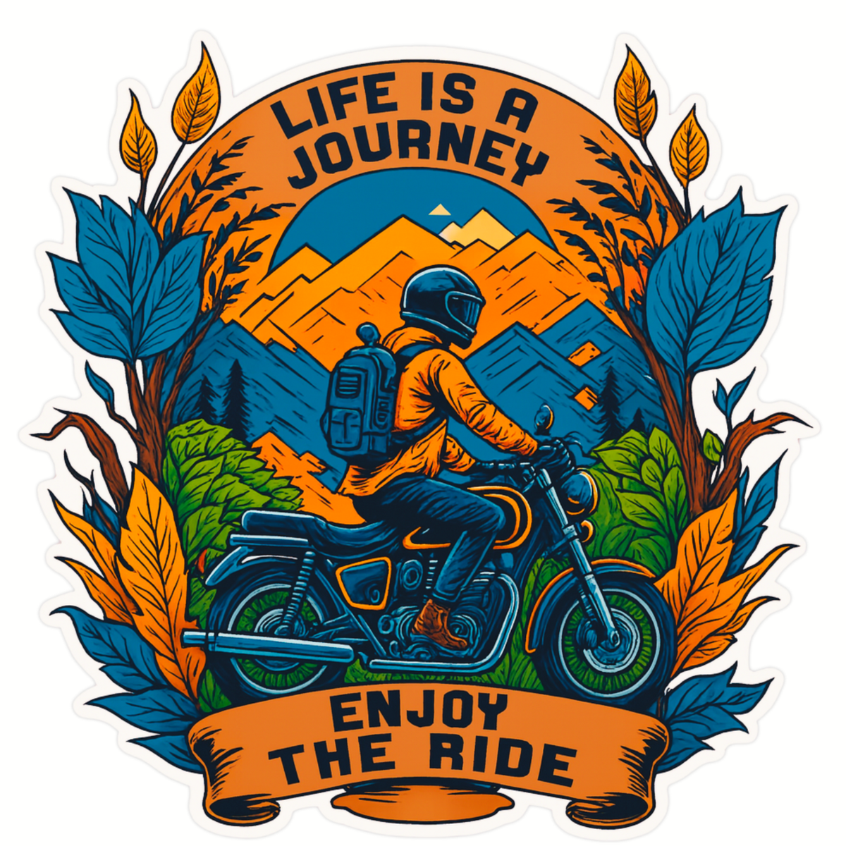 Life is a Journey Enjoy the Ride Sticker | Biker Adventure Vinyl Decal premium product image view 1