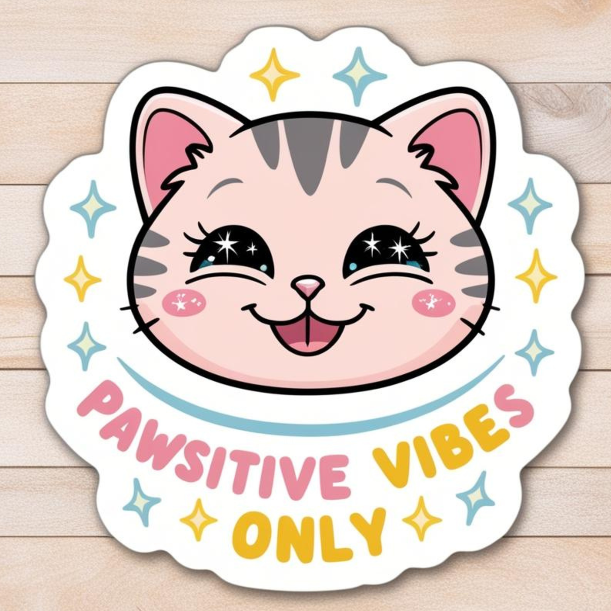 Pawsitive Vibes Only – Cute Cat Sticker premium product image 1