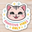 Pawsitive Vibes Only – Cute Cat Sticker premium product image 1