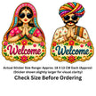 Rajasthani Couple Welcome Sticker Set of 2 Size Guide 18 × 13 cm Each Approx by STIXY