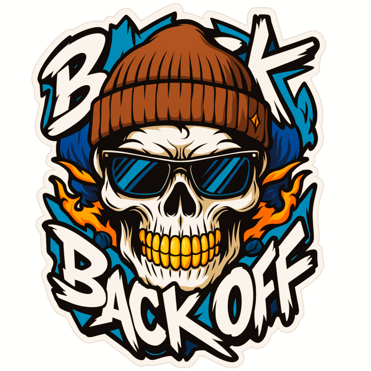 BACK OFF SKULL STICKER – COOL BIKER ATTITUDE SERIES premium product image view 1