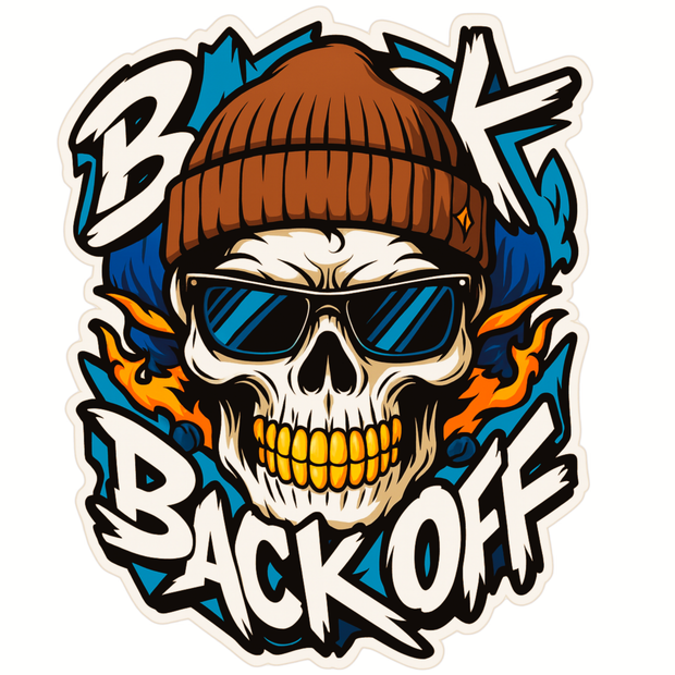 BACK OFF SKULL STICKER – COOL BIKER ATTITUDE SERIES premium product image view 1