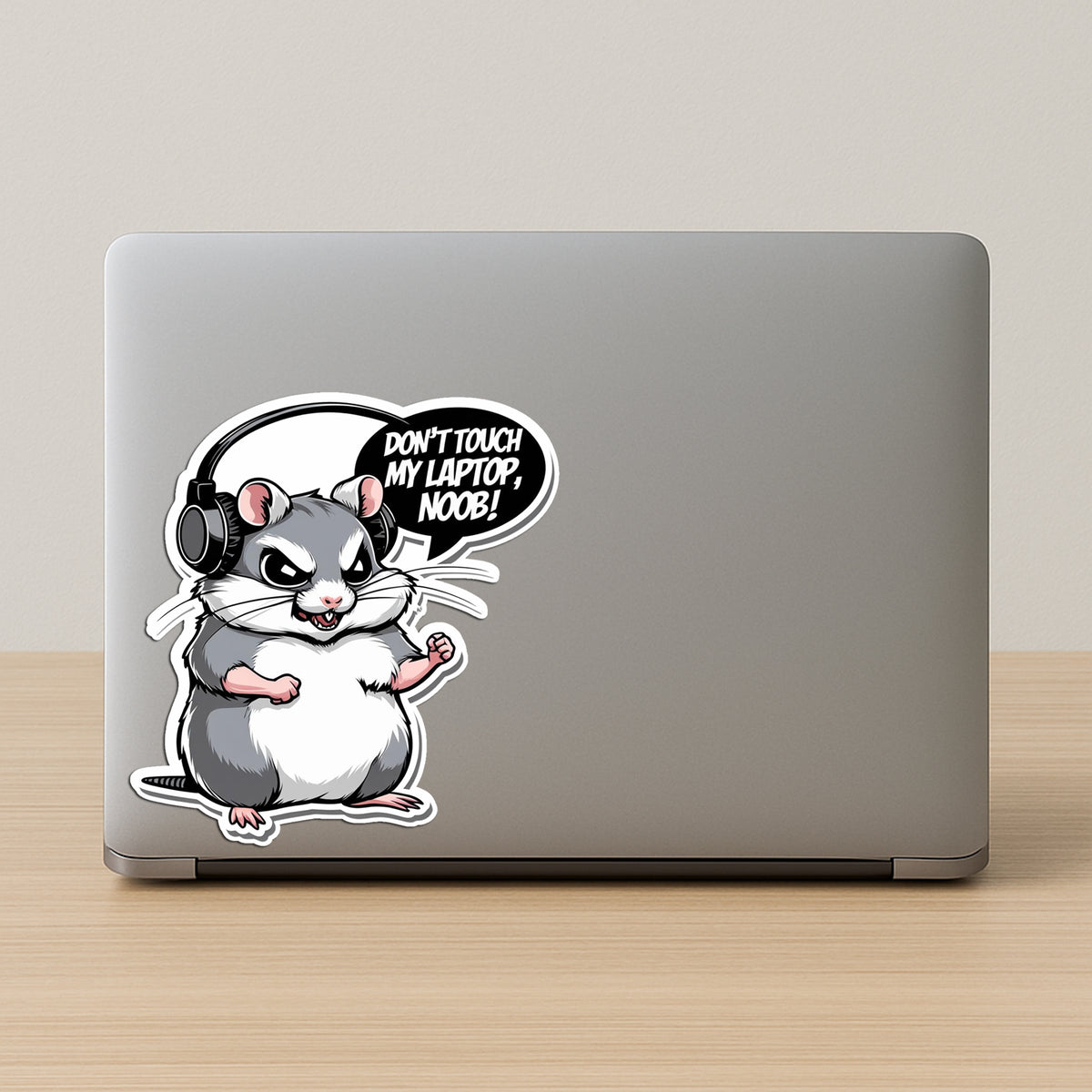 Don T Touch My Laptop Noob Gamer Hamster Vinyl Sticker premium sticker image view 2