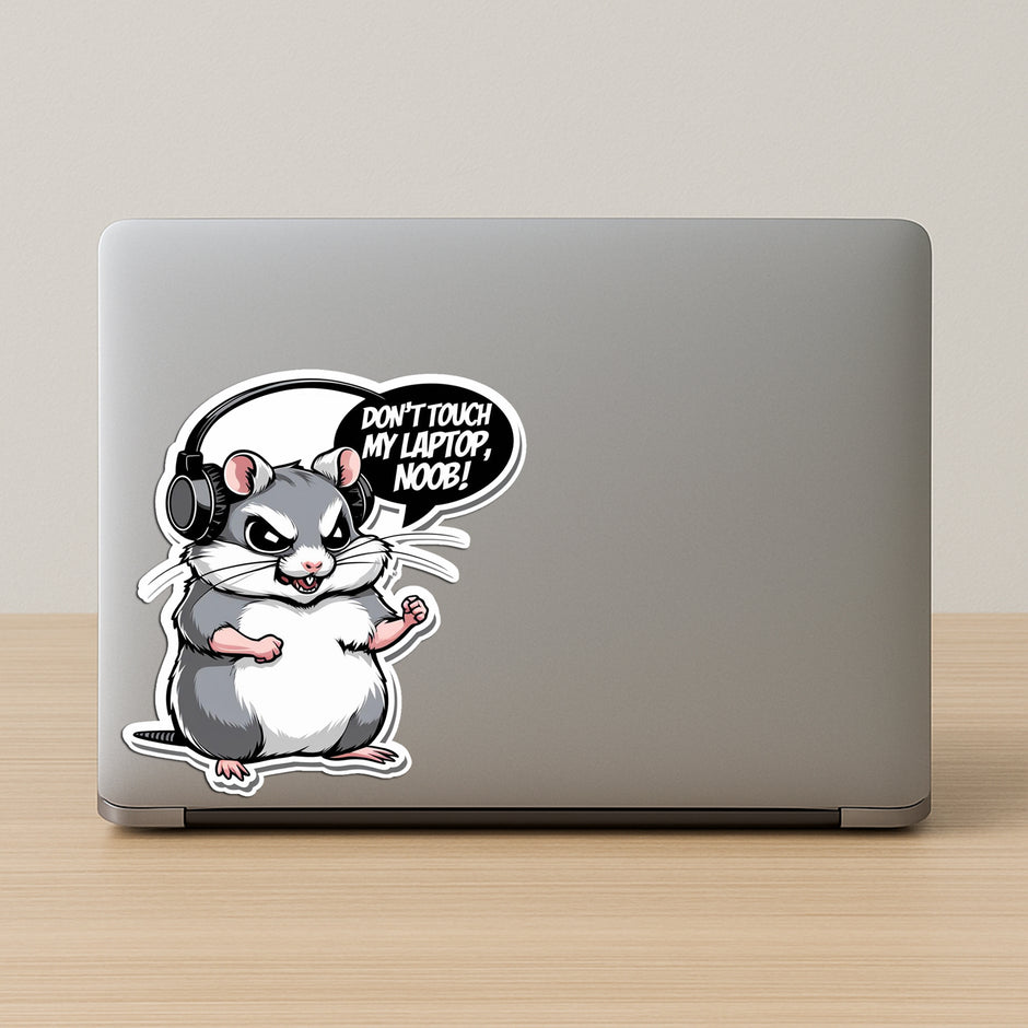 Don T Touch My Laptop Noob Gamer Hamster Vinyl Sticker premium sticker image view 2