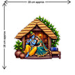 Radha Krishna Village Hut Sticker Size Guide Showing Approximate 20 × 18 cm by STIXY
