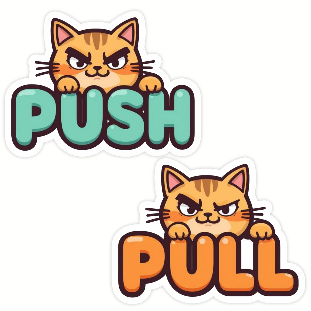 Cute Cat Push Pull Door Sticker Waterproof Matte Vinyl 15 Cm Approx Copy premium product image view 2