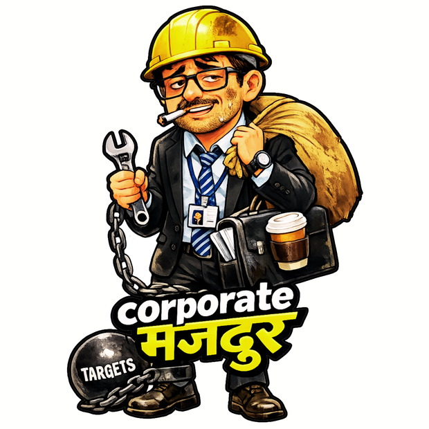 Corporate Mazdoor – Hustle Life Waterproof Matte Sticker (14 × 10 cm Approx) premium product image view 1