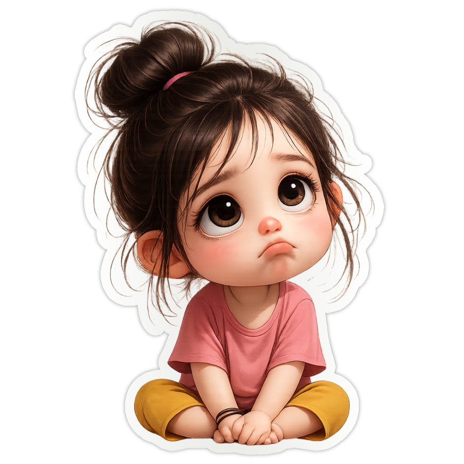 Cute Sad Girl Big Eyes Aesthetic Sticker 14cm Matte Vinyl high-quality product image angle 2