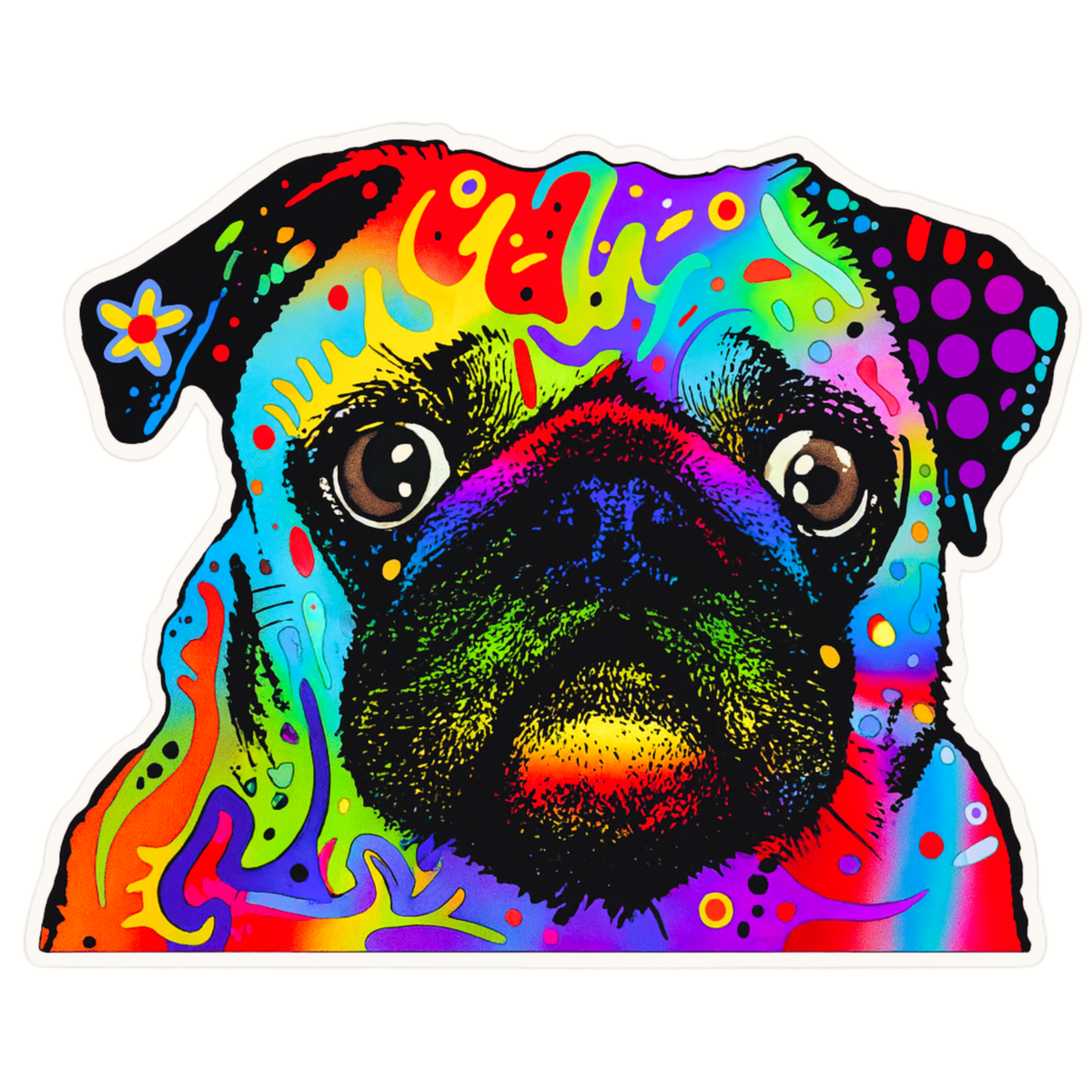 RAINBOW PUG STICKER – NEON ART SERIES premium product image view 1