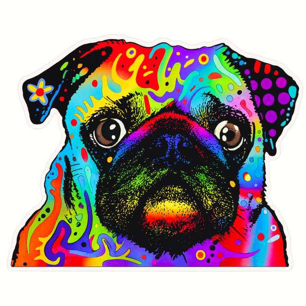 RAINBOW PUG STICKER – NEON ART SERIES premium product image view 1