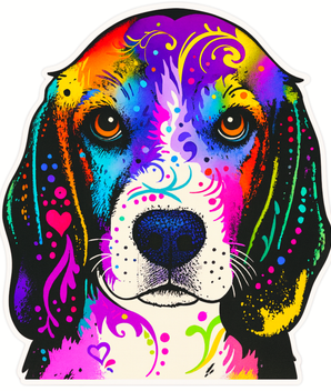 BEAGLE DOG STICKER – NEON ART SERIES premium product image view 1