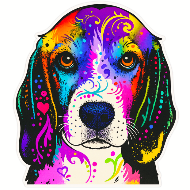 BEAGLE DOG STICKER – NEON ART SERIES premium product image view 1